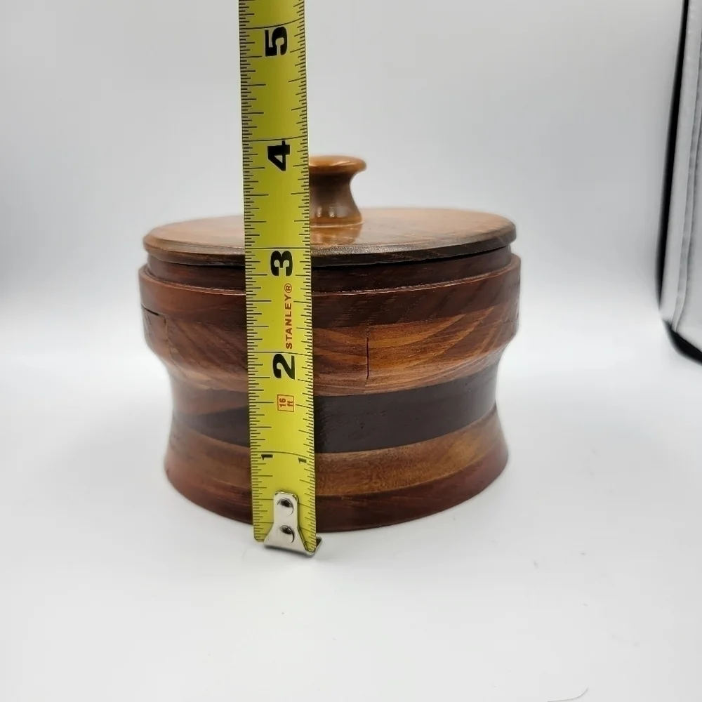 Vintage Wooden Lidded Canister Hand Crafted Kansas